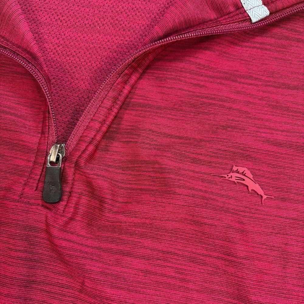 Tommy Bahama Island Zone 1/4 Zip Mens XL Burgundy Red Perforated Lightweigh Logo - Picture 8 of 16